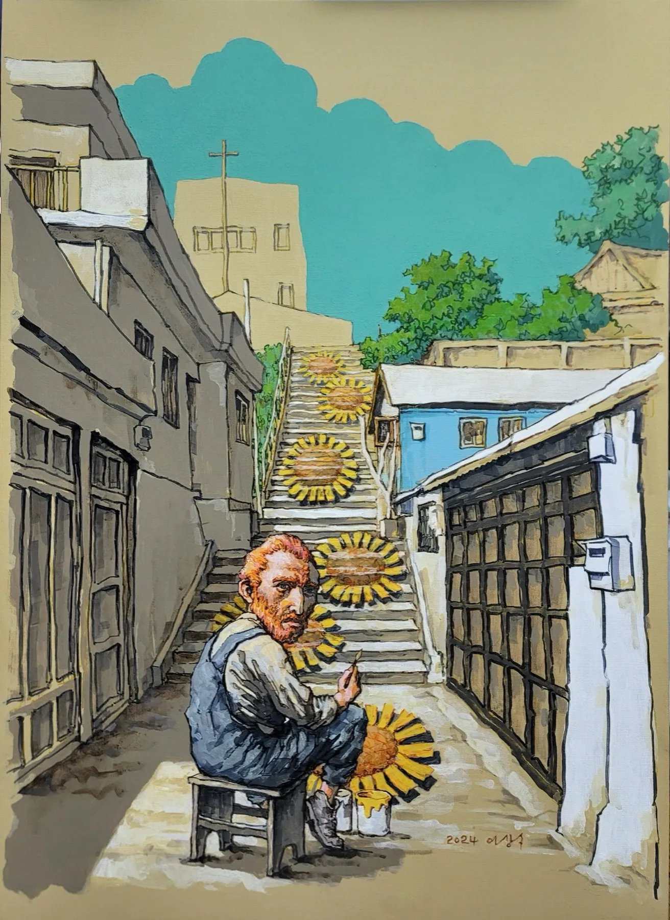 Gampo Gogh, 53×73cm, acrylic paint on canvas
