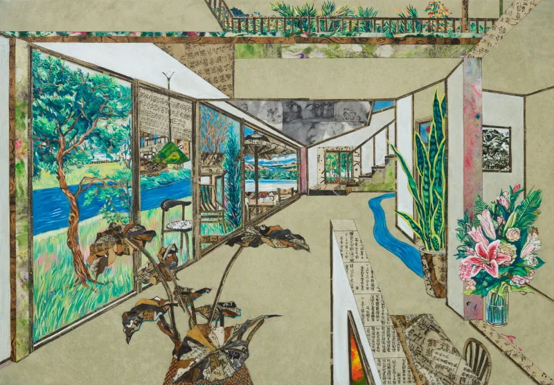 너의 이야기 1, 50×72cm, 장지에 고서꼴라쥬·수묵·아크릴