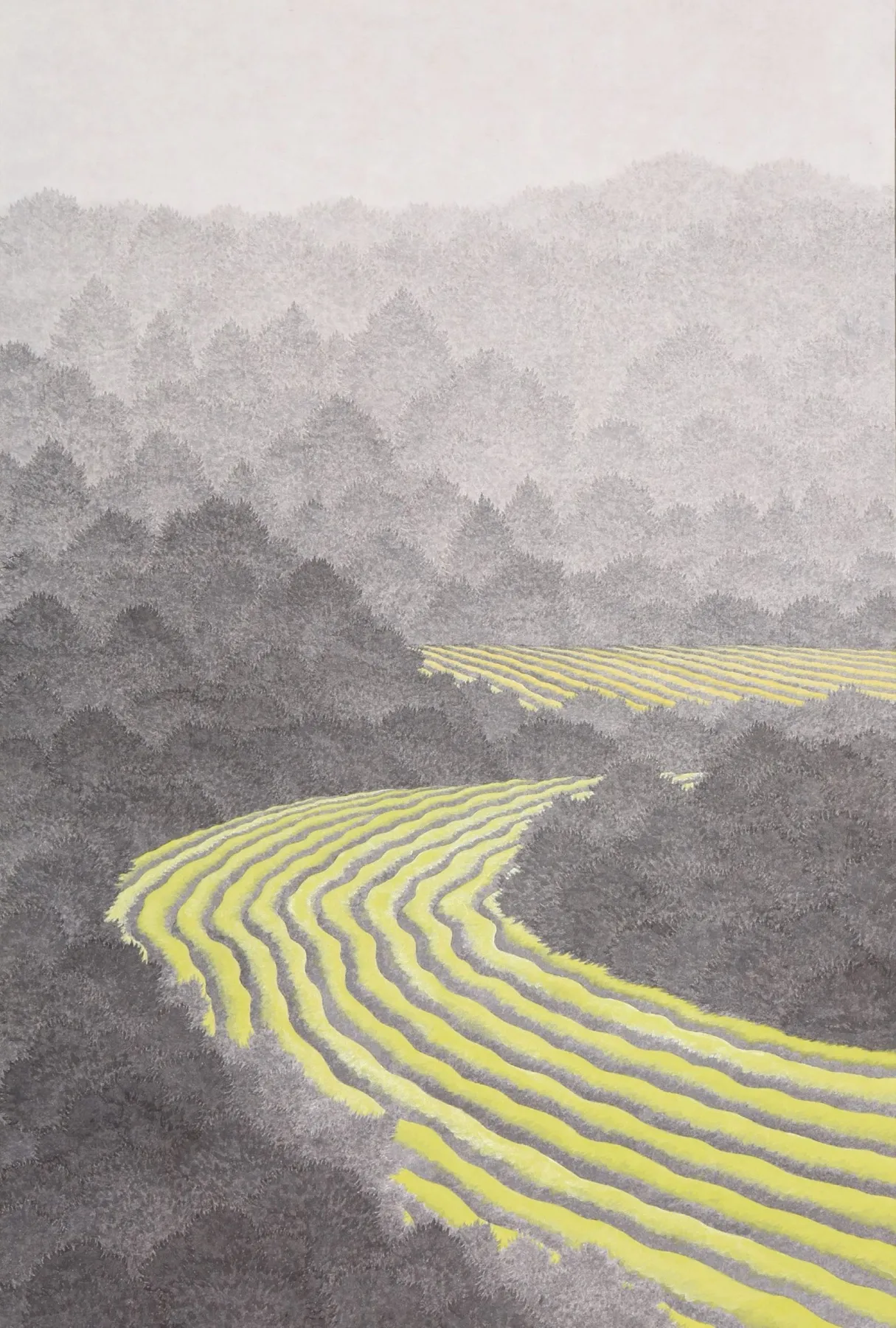 Field, ink and color on hanji, 86×58cm