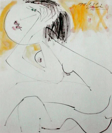 Woman, gouache on paper, 44×58cm
