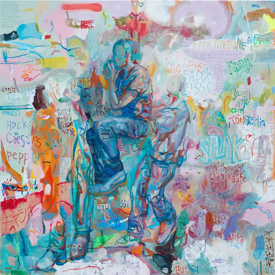 Just to Come Home, 91×91cm, mixed media on canvas