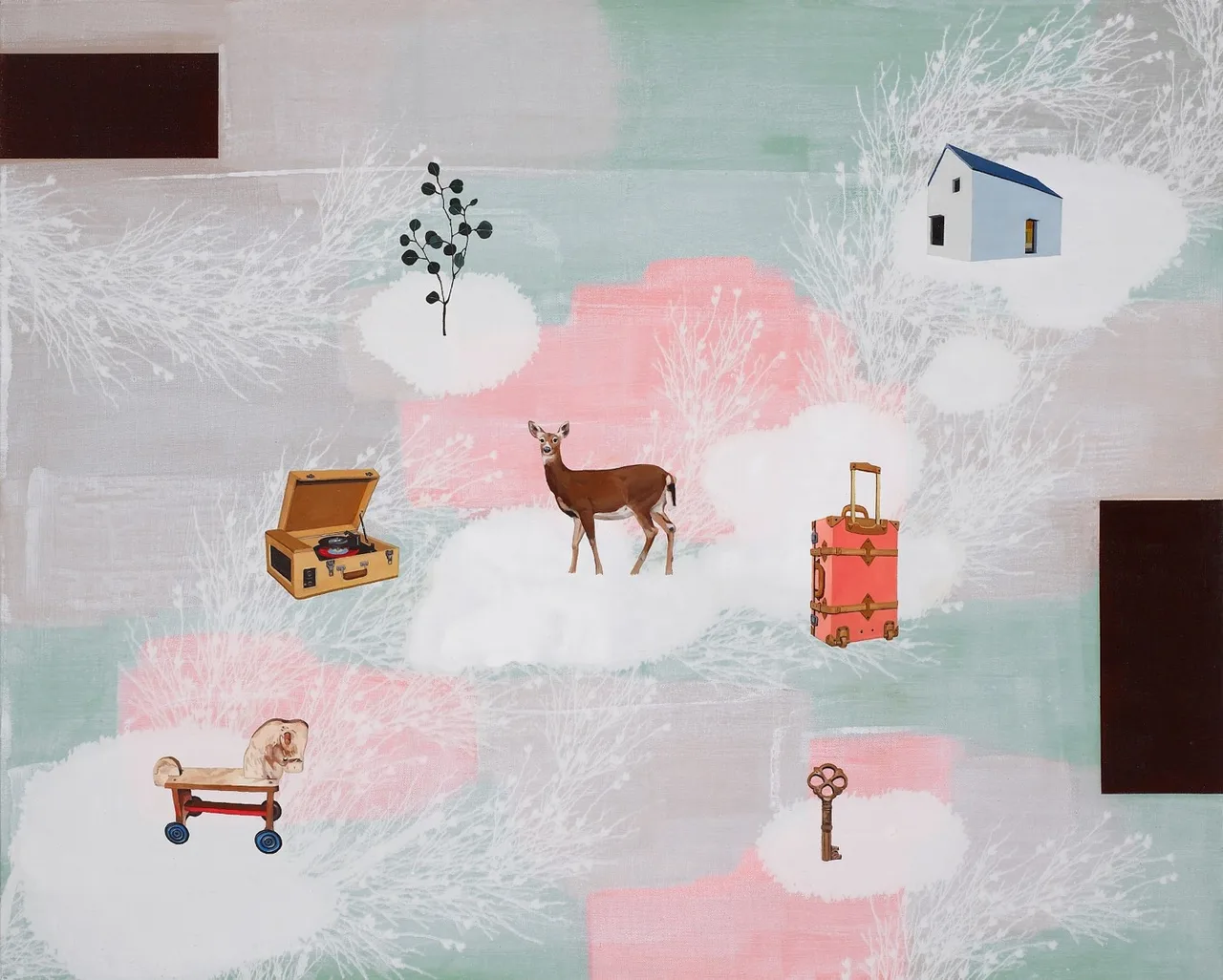 구름과 사슴01, Mixed media on canvas, 72.7×90.9cm