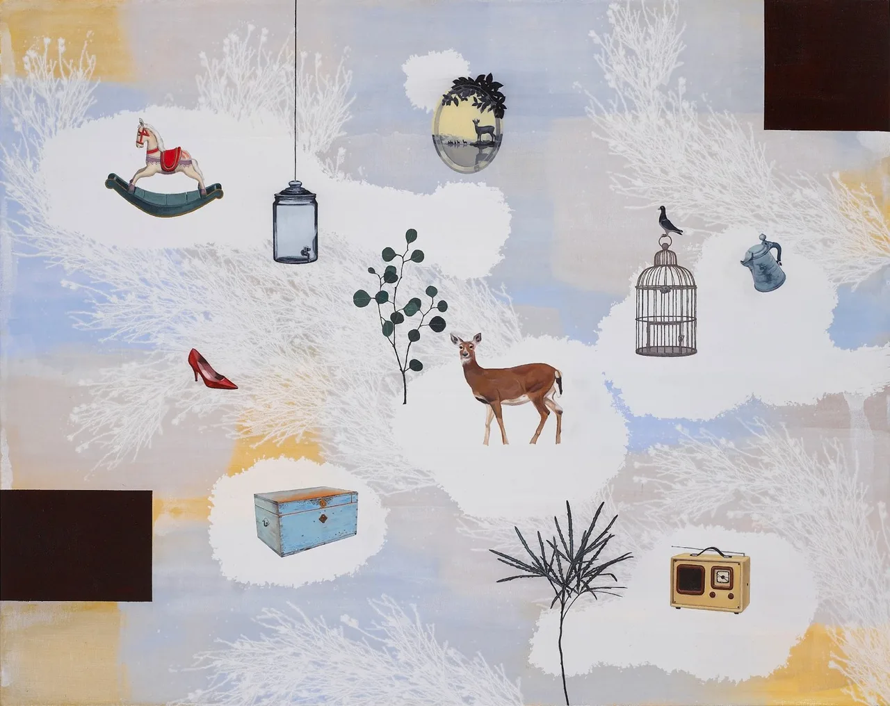 구름과 사슴02, Mixed media on canvas, 72.7×90.9cm