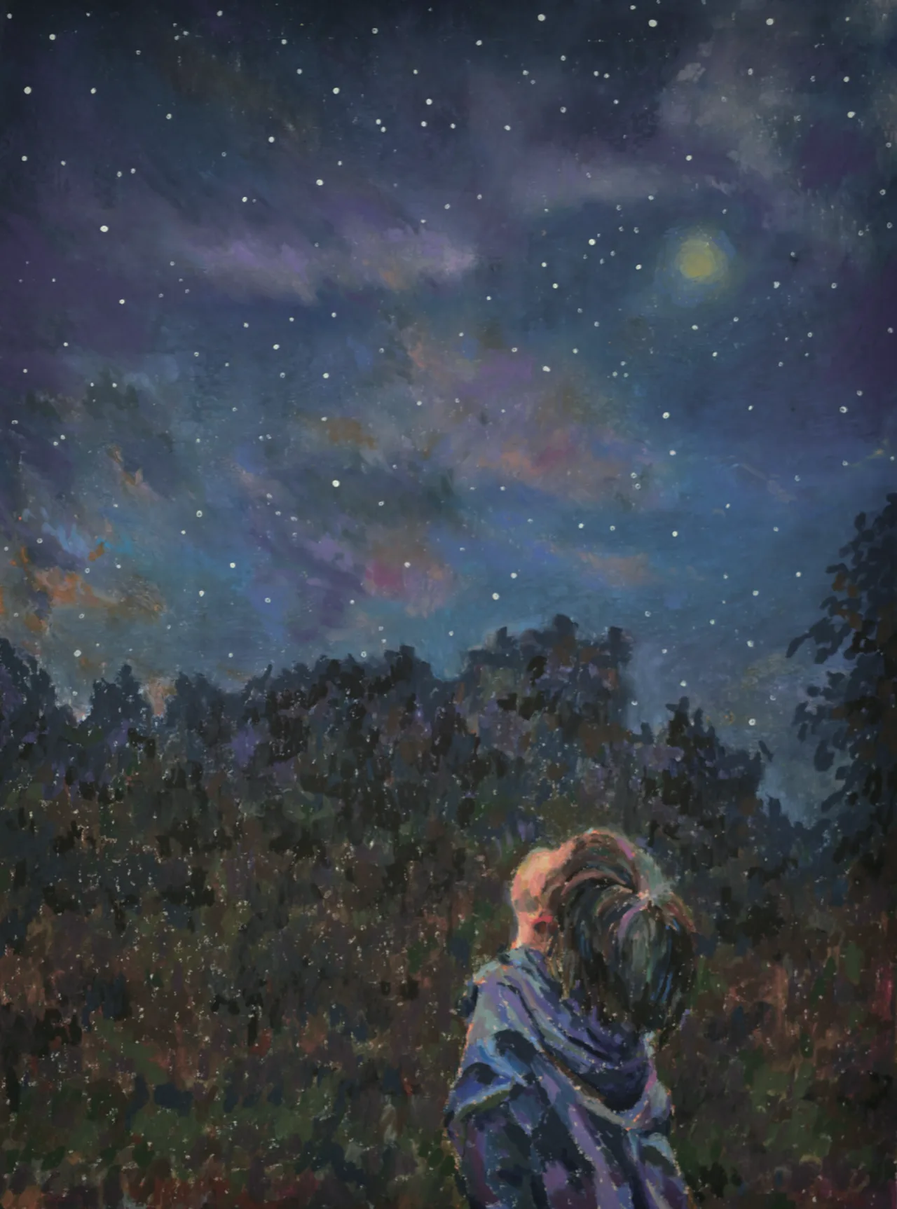밤하늘, 27×36cm, Oilpastel on paper