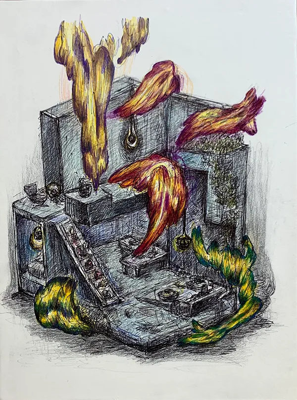 Modelhouse, 종이에 연필·색연필·볼펜, 32×25cm