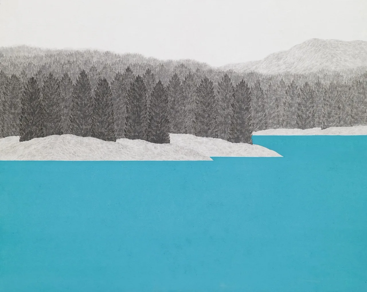 호수, 한지에 수묵채색, 40×50cm