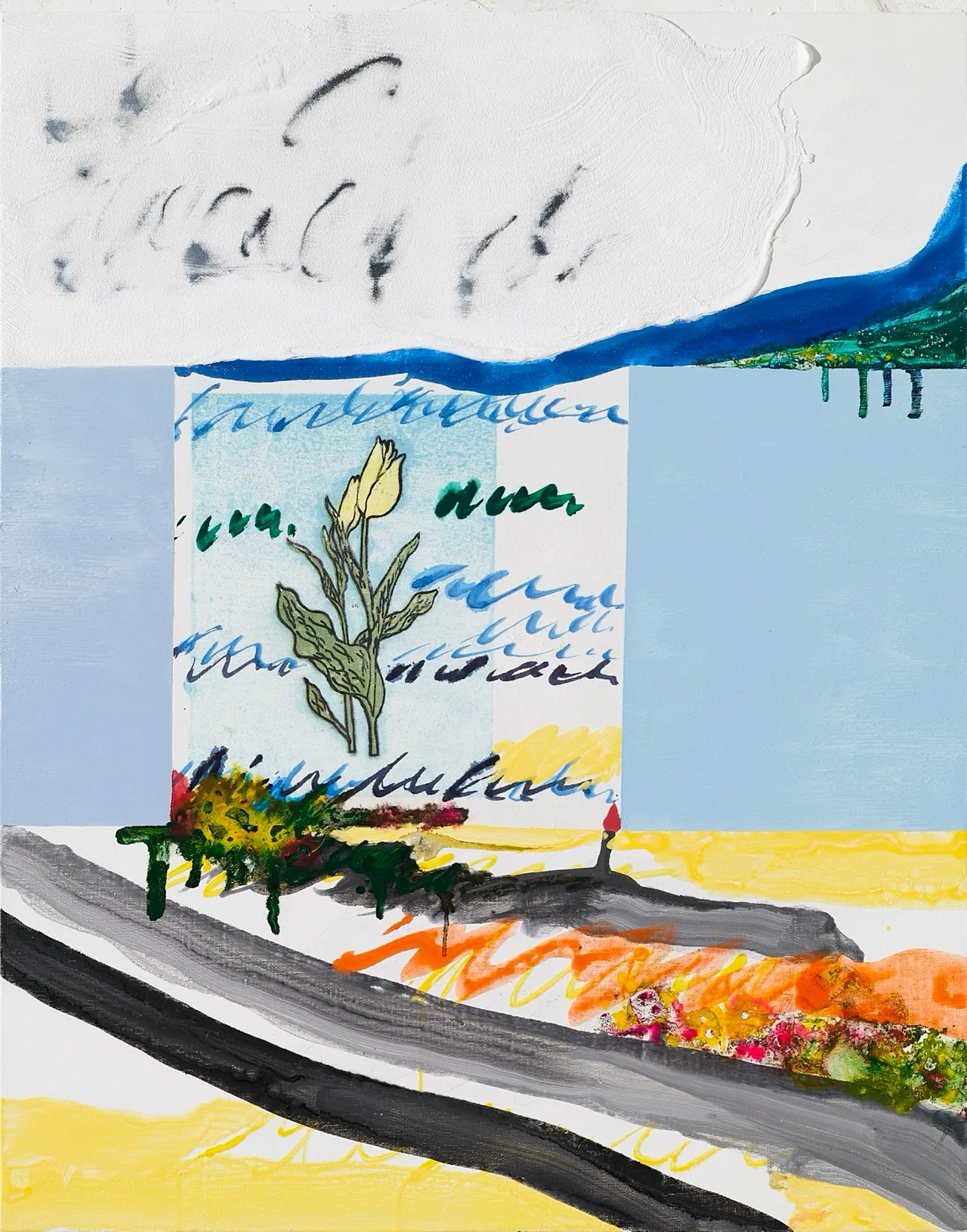 해안가에서 다시 만나다, 91×72cm, Woodcut process, acrylic and oil on canvas