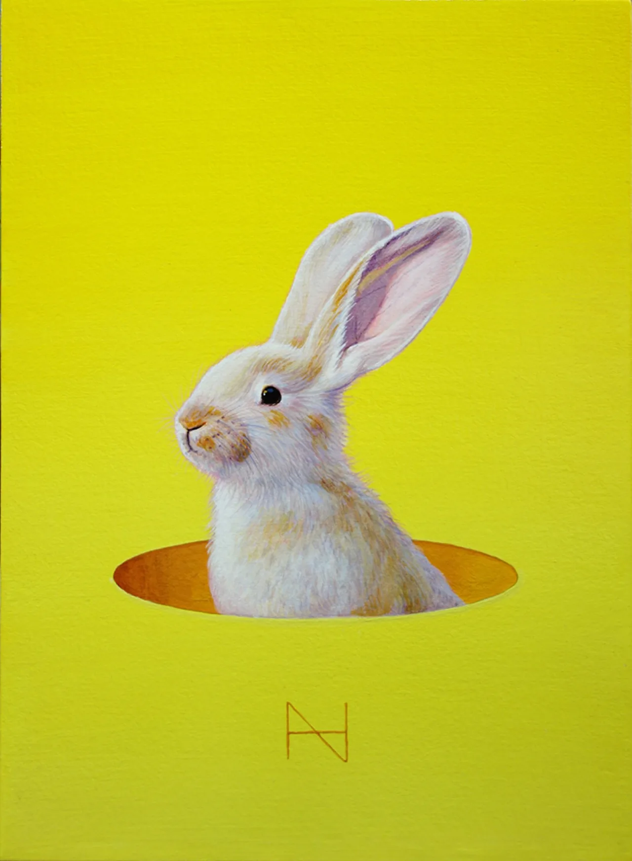 into The rabbit hole(yellow), Acrylic on canvas, 33.4X24.2cm