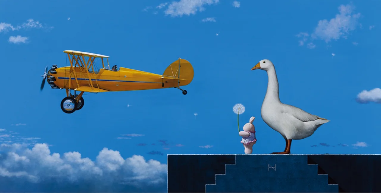 Dream(Goose&Rabbit-Yellow AN-2), Oil and Acrylic on canvas, 194X130cm