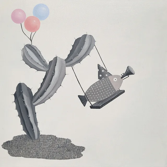 즐거운 인생, 27.3×27.3cm, Oil on canvas